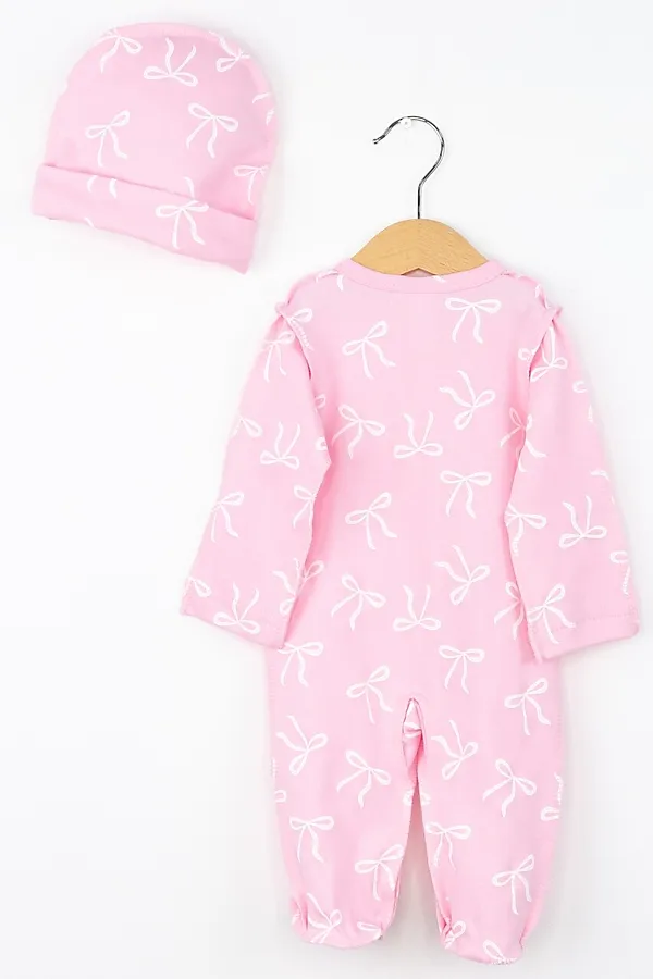 Комплект (Боди+Чепчик) BABY BOOM, бантики на розовом - фото 2