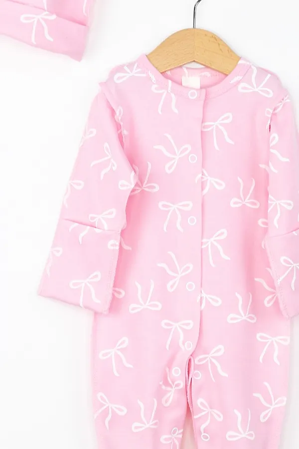 Комплект (Боди+Чепчик) BABY BOOM, бантики на розовом - фото 2