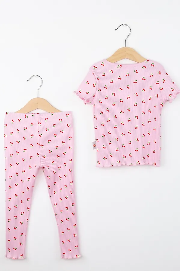 Комплект (Футболка+Леггинсы) BABY BOOM, вишенки на розовом - фото 2
