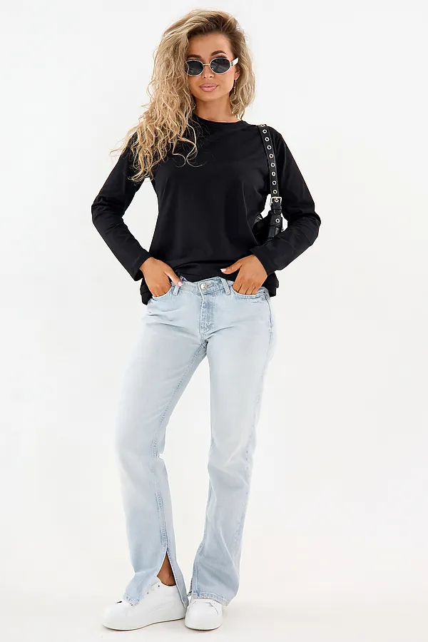 Лонгслив с отделкой НАТАЛИ, черный - фото 2