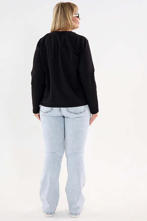 Лонгслив с отделкой НАТАЛИ, черный - фото 2