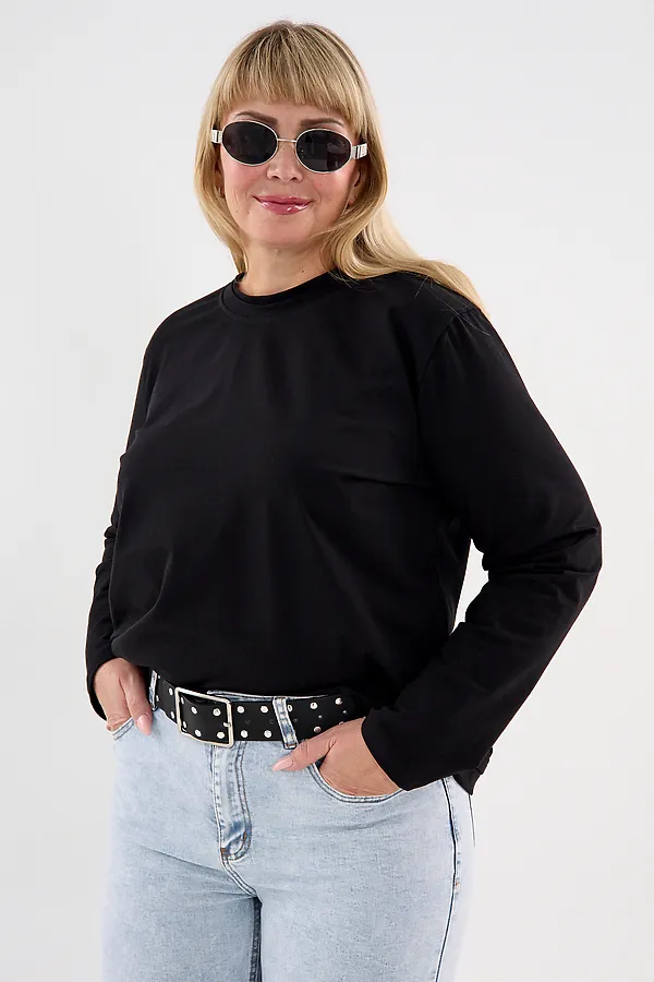 Лонгслив с отделкой НАТАЛИ, черный - фото 2