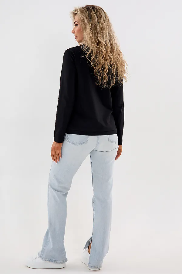 Лонгслив с отделкой НАТАЛИ, черный - фото 2