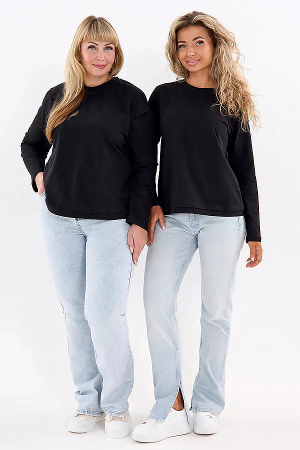 Лонгслив с отделкой НАТАЛИ, черный - фото 2
