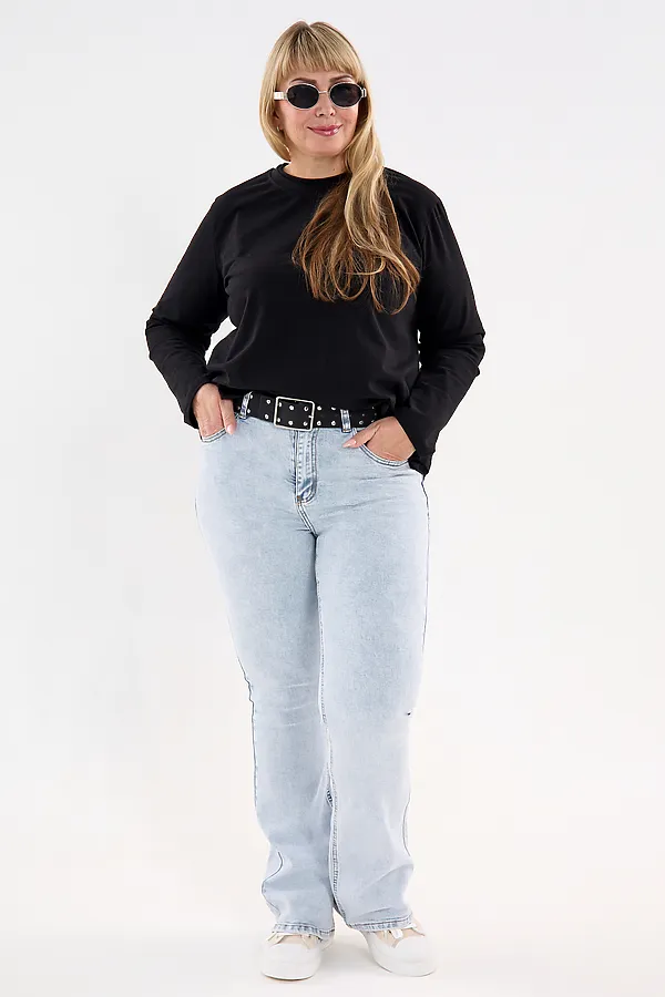 Лонгслив с отделкой НАТАЛИ, черный - фото 2