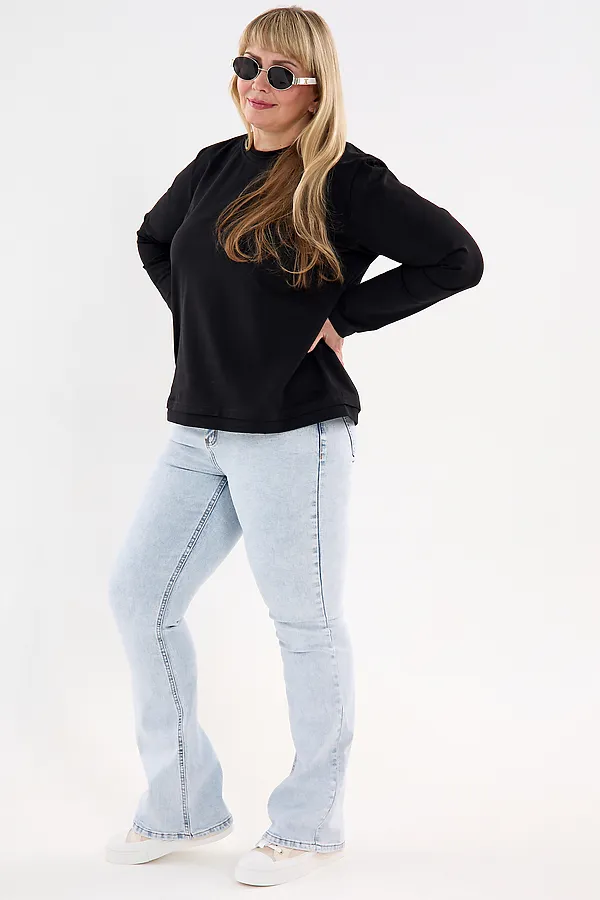 Лонгслив с отделкой НАТАЛИ, черный - фото 2