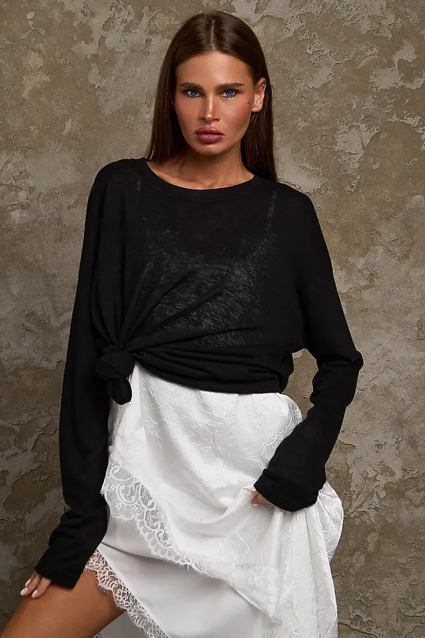 Лонгслив Флам НАТАЛИ, черный - фото 2