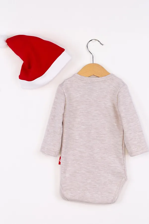 Комплект (Боди+Шапочка) BABY BOOM, светло-бежевый меланж - фото 2