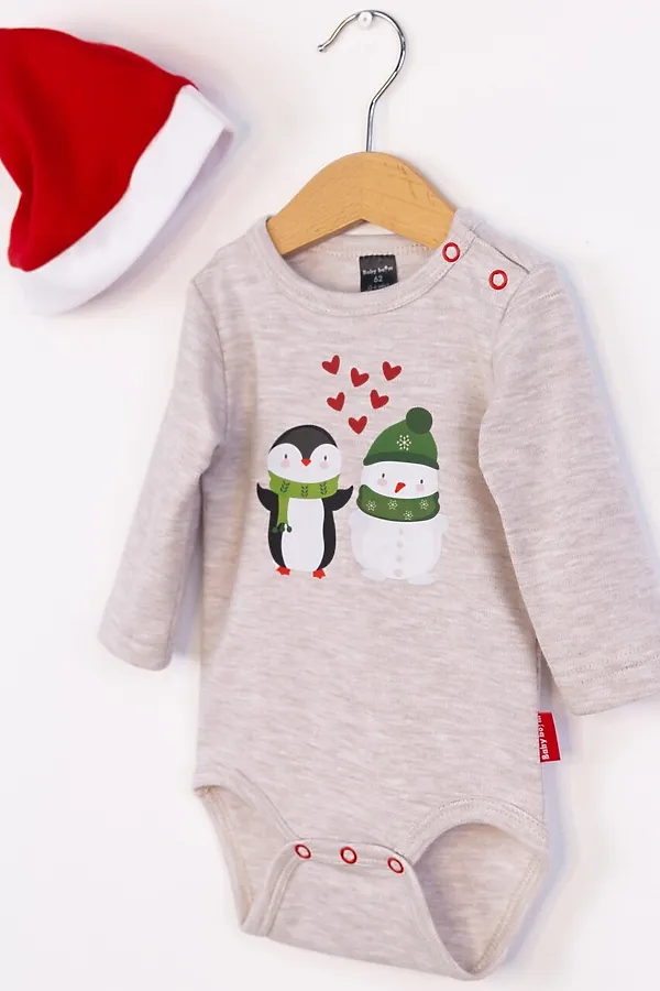 Комплект (Боди+Шапочка) BABY BOOM, светло-бежевый меланж - фото 2