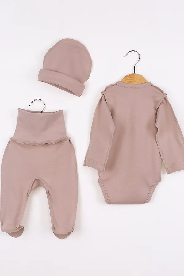 Комплект (Боди+Ползунки+Шапочка) BABY BOOM, бежевый - фото 2