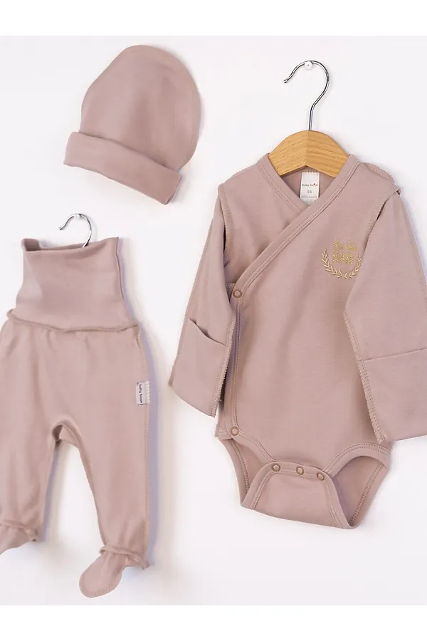 Комплект (Боди+Ползунки+Шапочка) BABY BOOM, бежевый - фото 2