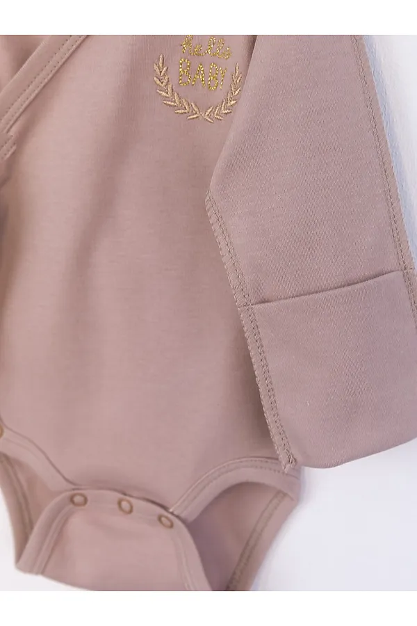 Комплект (Боди+Ползунки+Шапочка) BABY BOOM, бежевый - фото 2