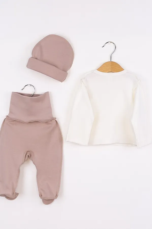 Комплект (Распашонка+Ползунки+Шапочка) BABY BOOM, бежевый - фото 2