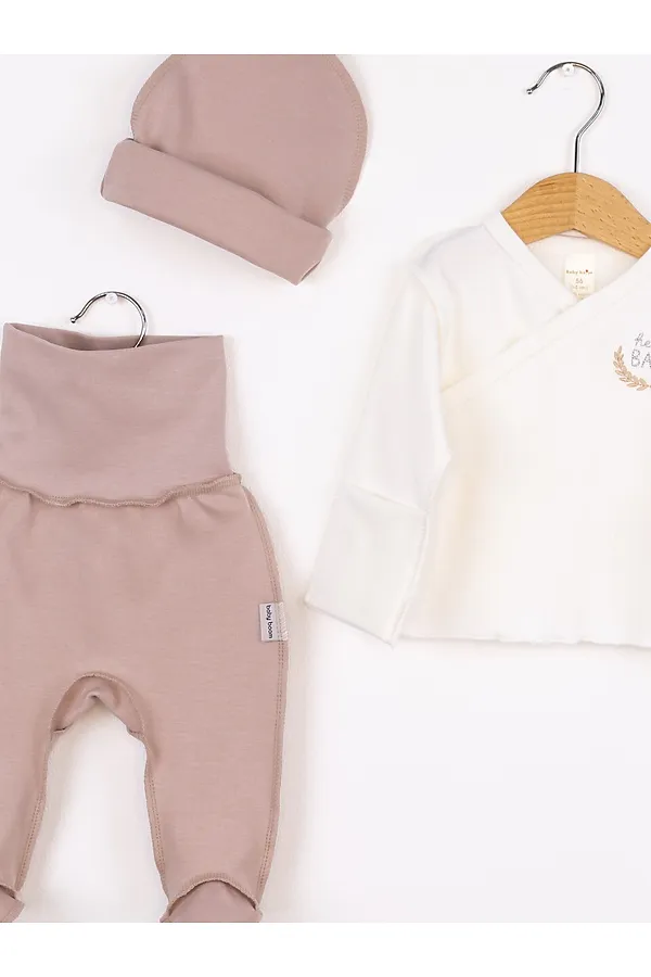 Комплект (Распашонка+Ползунки+Шапочка) BABY BOOM, бежевый - фото 2
