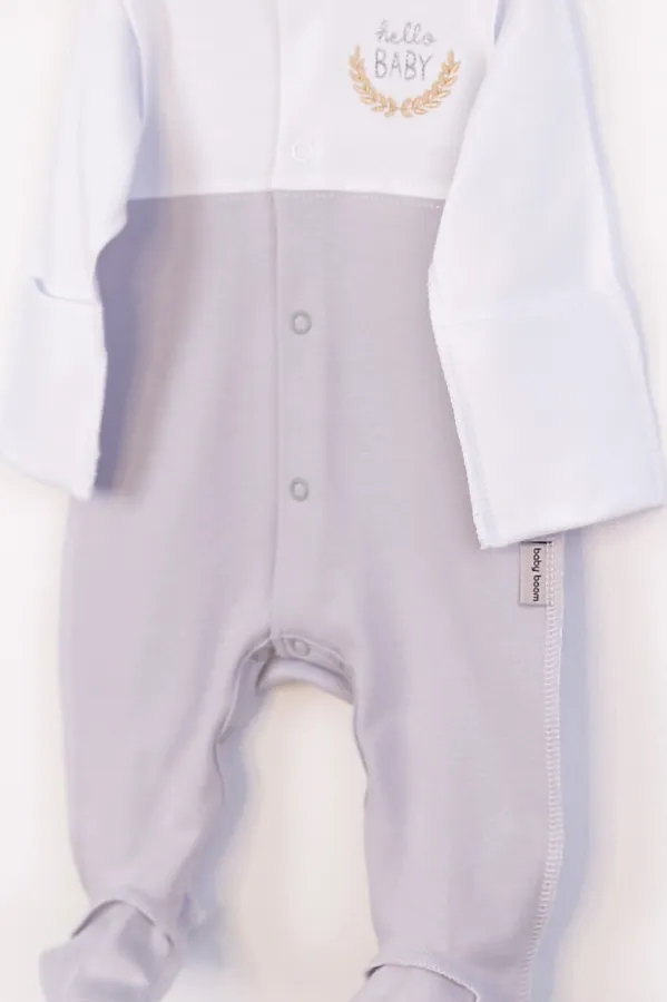 Комплект (Комбинезон+Шапочка) BABY BOOM, белый-светло серый - фото 2