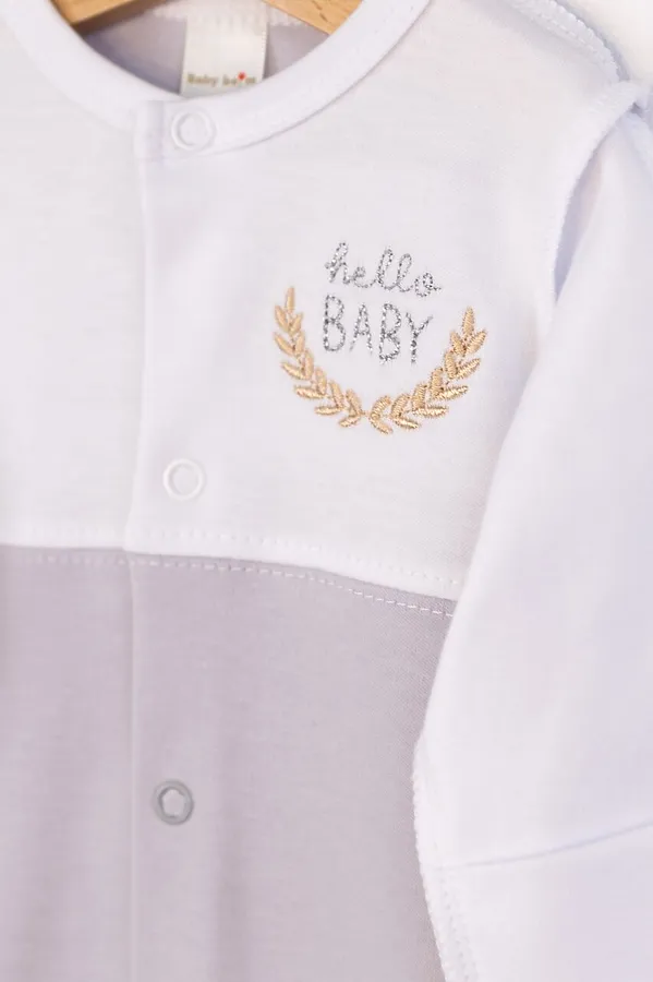 Комплект (Комбинезон+Шапочка) BABY BOOM, белый-светло серый - фото 2