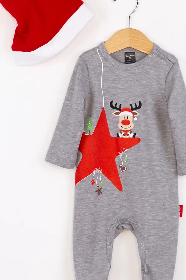 Комплект (Комбинезон+Шапочка) BABY BOOM, печать/серый меланж - фото 2