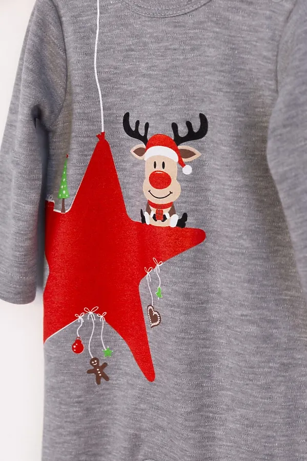 Комплект (Комбинезон+Шапочка) BABY BOOM, печать/серый меланж - фото 2