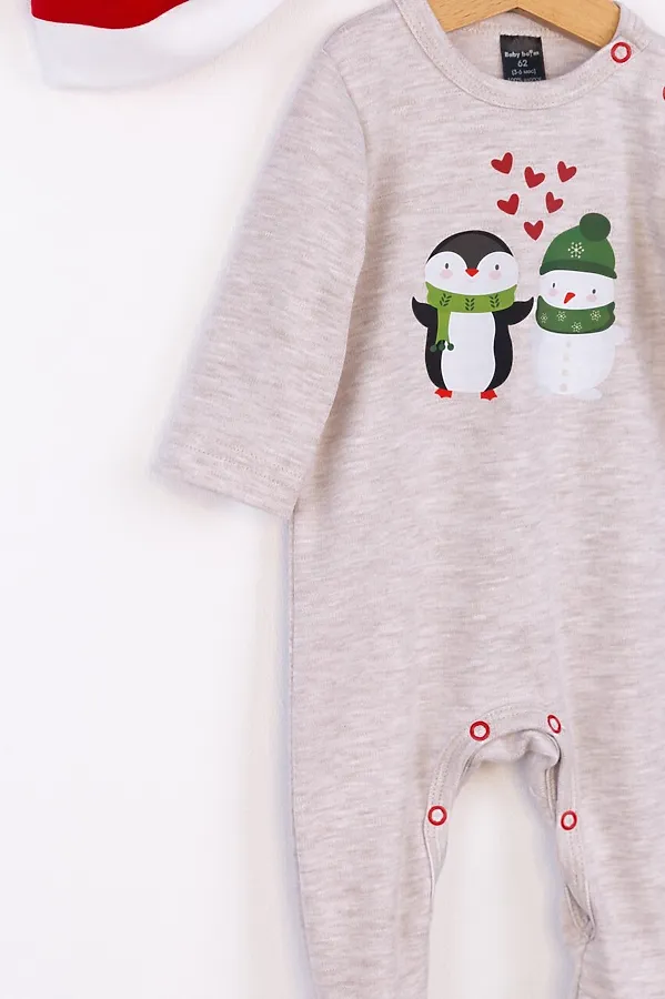 Комплект (Комбинезон+Шапочка) BABY BOOM, печать/светло-бежевый меланж - фото 2