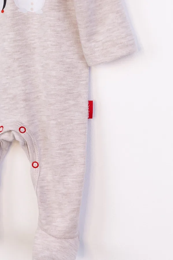 Комплект (Комбинезон+Шапочка) BABY BOOM, печать/светло-бежевый меланж - фото 2