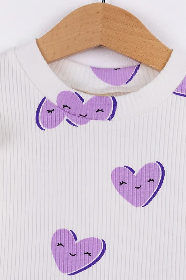 Платье BABY BOOM, сердца лиловые на молоке/сиреневый - фото 2