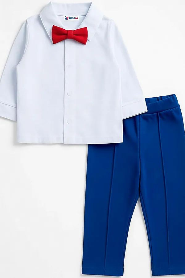 Комплект (Рубашка+Брючки) YOULALA, белый, синий - фото 2