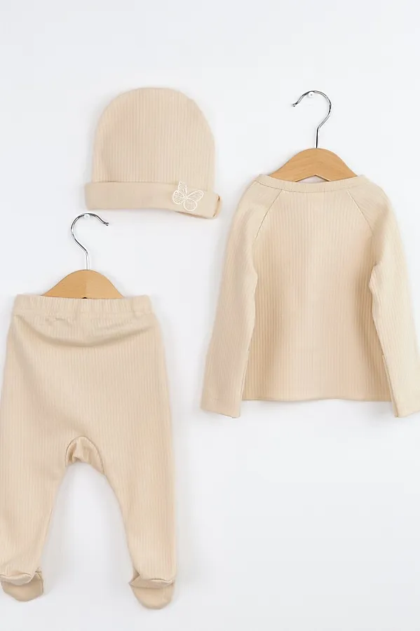 Комплект (Распашонка+Ползунки+Шапочка) BABY BOOM, шампань - фото 2