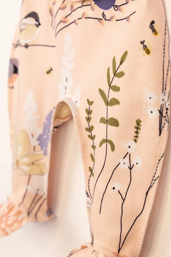 Комплект (Боди+Ползунки+Шапочка) BABY BOOM, птички на розовом - фото 2