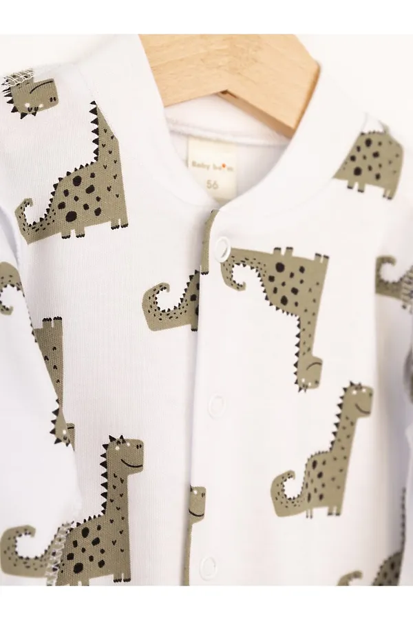 Комплект (Комбинезон+Шапочка) BABY BOOM, динозаврики на белом - фото 2