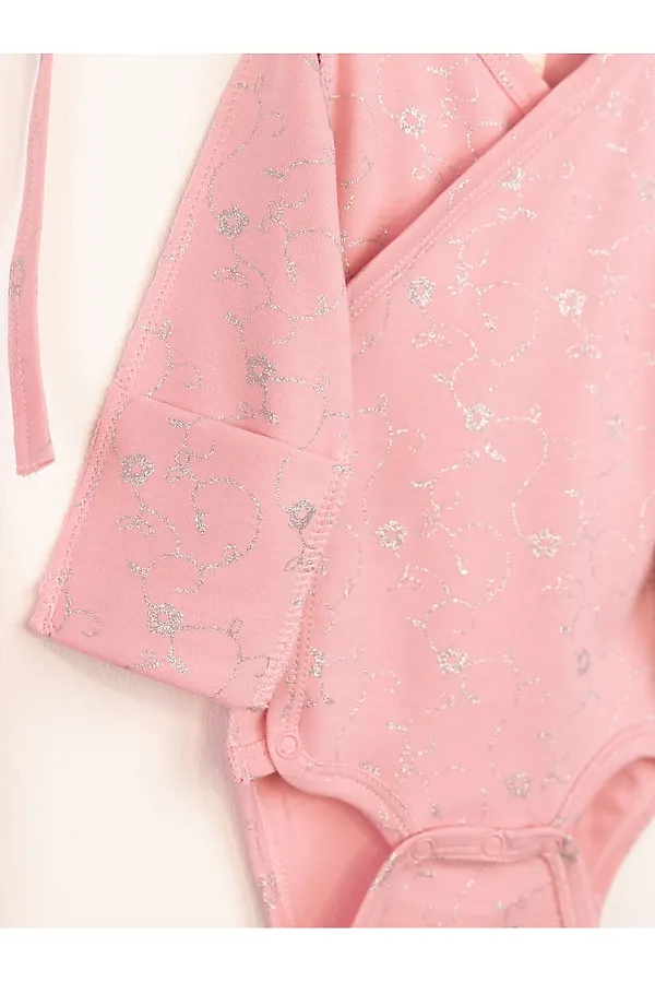 Комплект (Боди+Ползунки+Чепчик) BABY BOOM, розовый с глиттером - фото 2