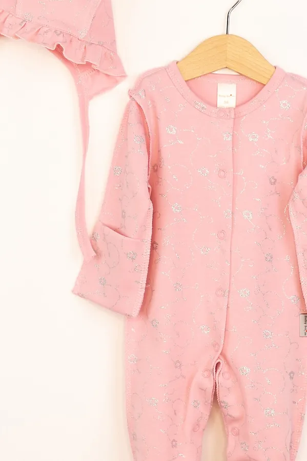 Комплект (Комбинезон+Чепчик) BABY BOOM, розовый с глиттером - фото 2