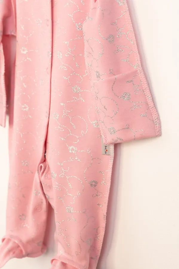 Комплект (Комбинезон+Чепчик) BABY BOOM, розовый с глиттером - фото 2