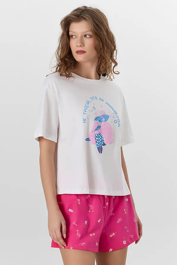 Пижама MARK FORMELLE, белый +бокальчики на розовом - фото 2
