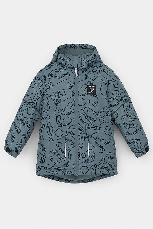 Куртка CROCKID, пыльно-бирюзовый, динозавры - фото 2