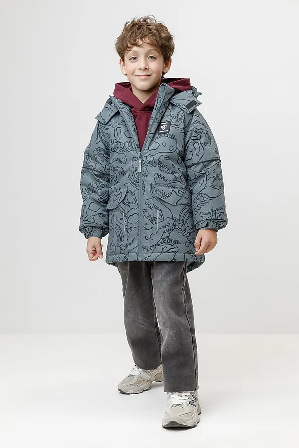 Куртка CROCKID, пыльно-бирюзовый, динозавры - фото 2