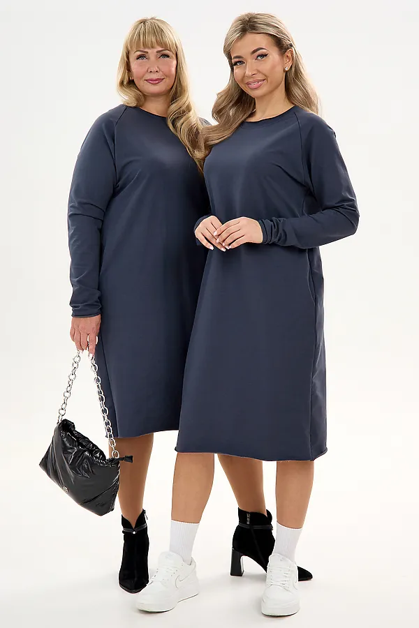 Платье футер-реглан НАТАЛИ, графит - фото 2