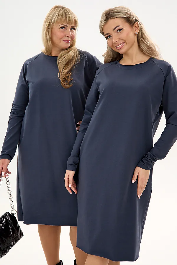 Платье футер-реглан НАТАЛИ, графит - фото 2