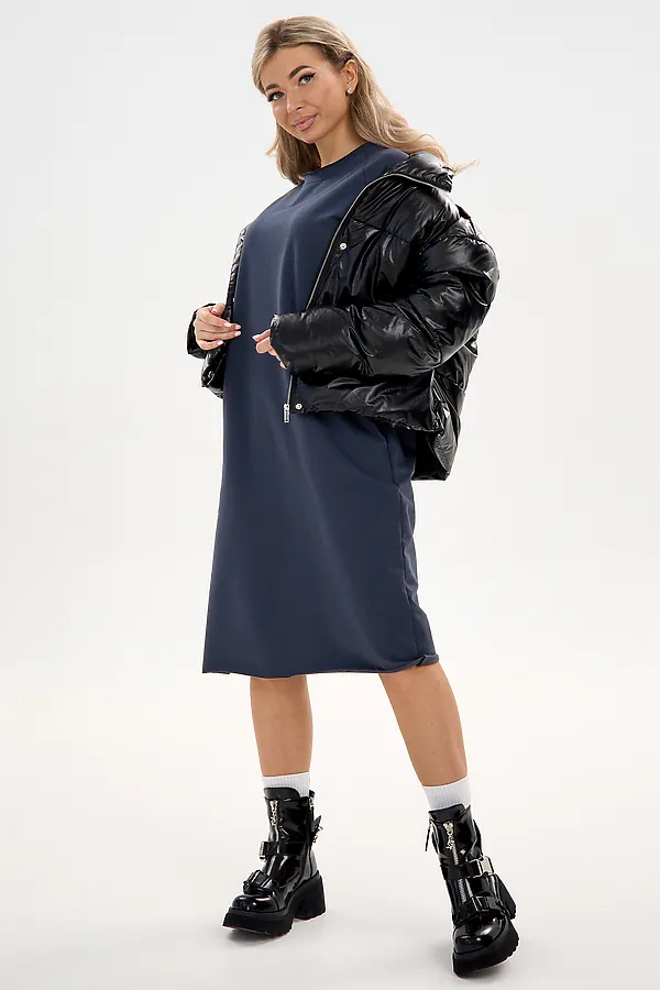 Платье футер-реглан НАТАЛИ, графит - фото 2