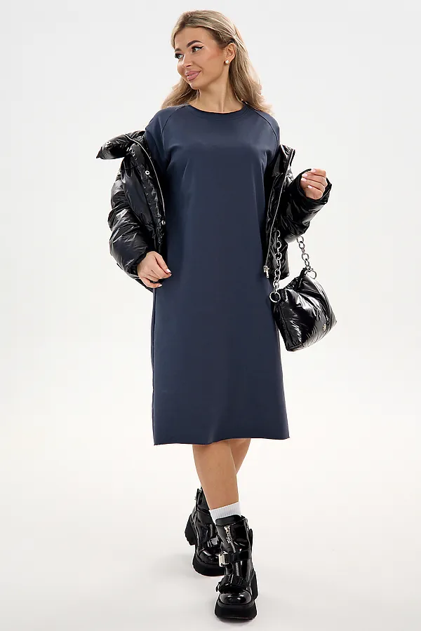 Платье футер-реглан НАТАЛИ, графит - фото 2