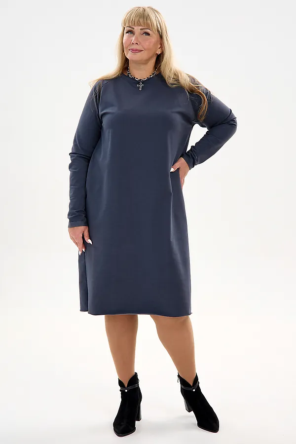 Платье футер-реглан НАТАЛИ, графит - фото 2