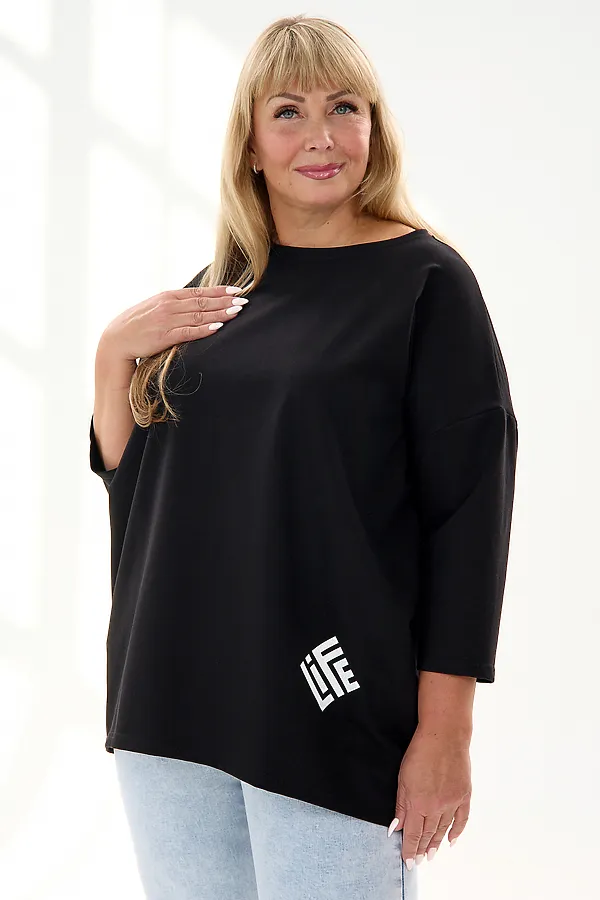 Лонгслив Футер life НАТАЛИ, черный - фото 2