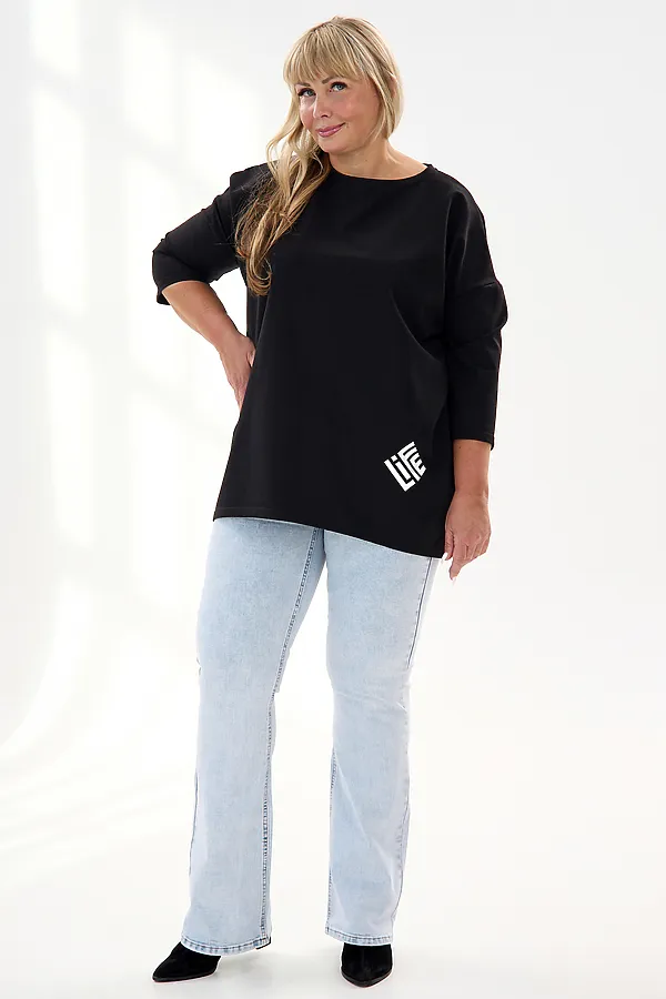 Лонгслив Футер life НАТАЛИ, черный - фото 2