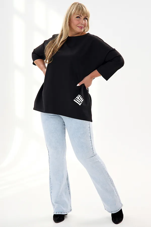 Лонгслив Футер life НАТАЛИ, черный - фото 2