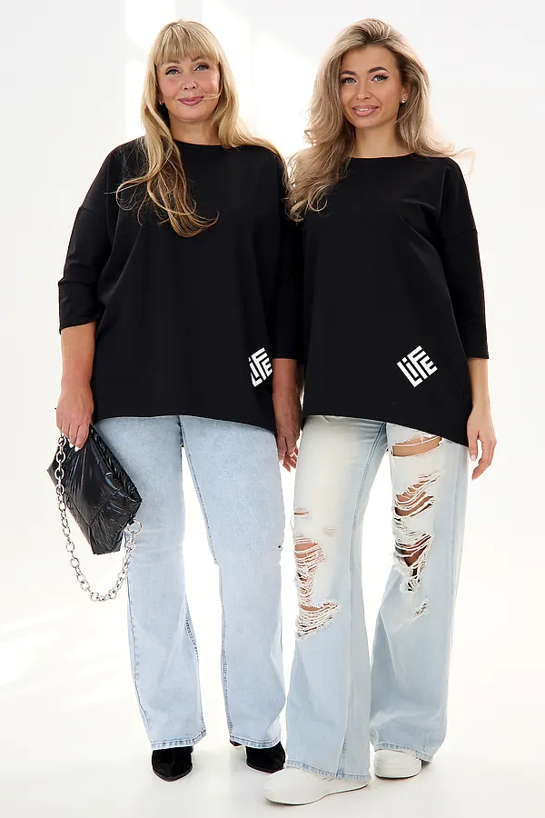 Лонгслив Футер life НАТАЛИ, черный - фото 2