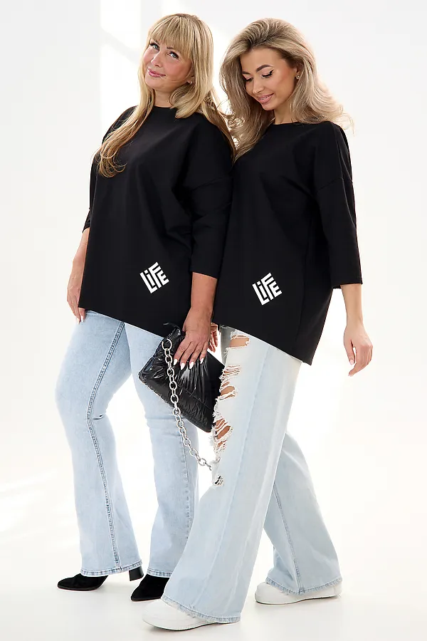 Лонгслив Футер life НАТАЛИ, черный - фото 2