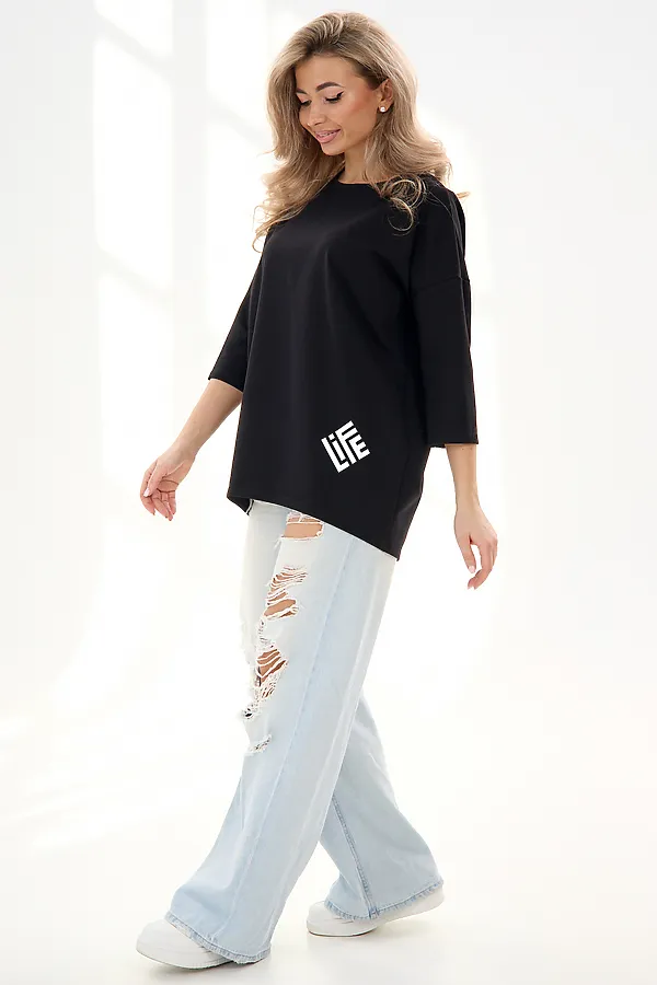 Лонгслив Футер life НАТАЛИ, черный - фото 2