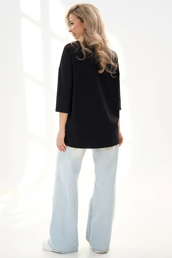 Лонгслив Футер life НАТАЛИ, черный - фото 2