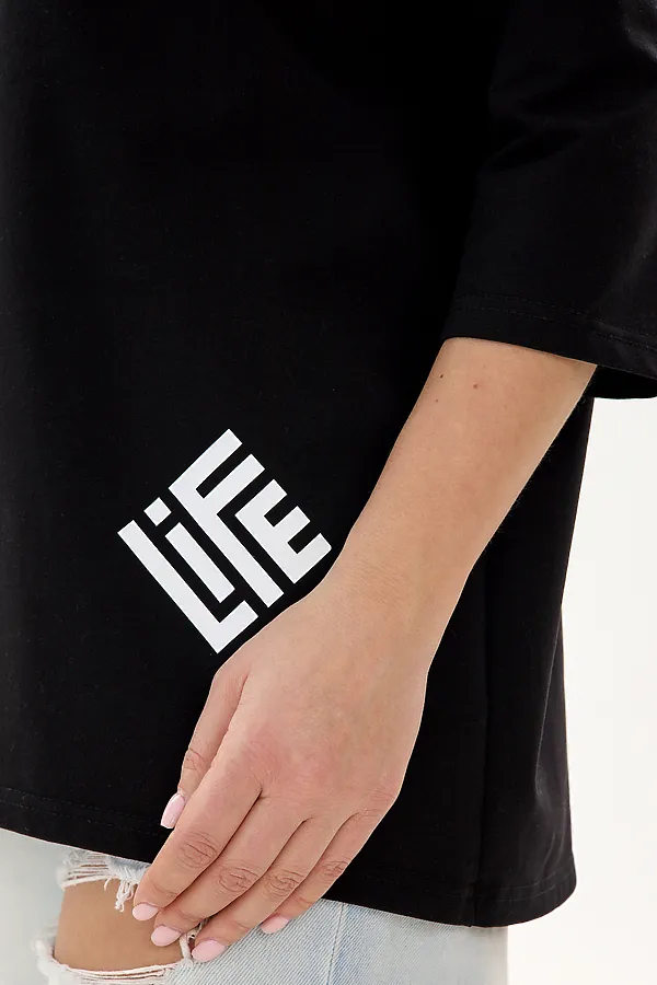 Лонгслив Футер life НАТАЛИ, черный - фото 2