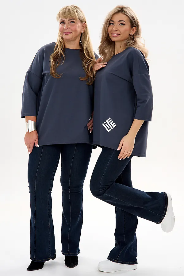 Лонгслив Футер life НАТАЛИ, графит - фото 2