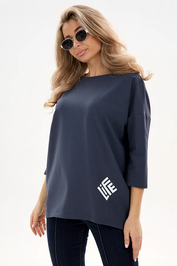 Лонгслив Футер life НАТАЛИ, графит - фото 2